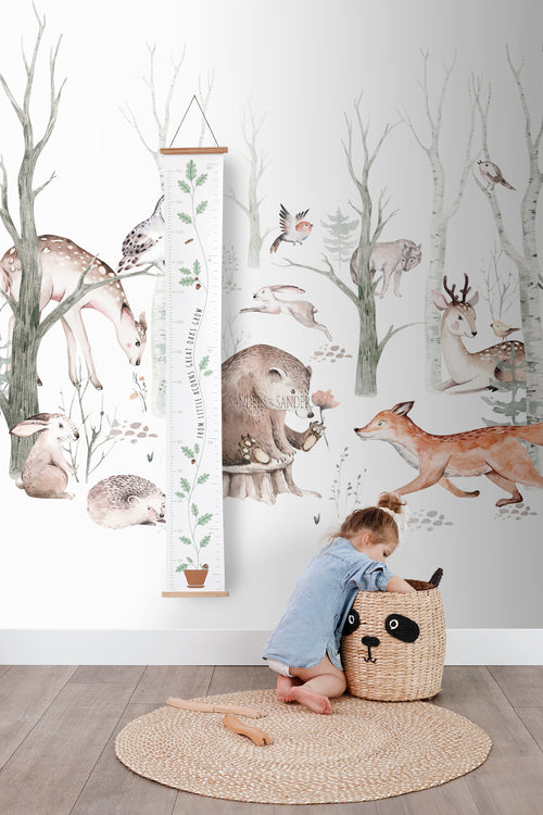 Sanders & Sanders fotobehang vintage bosdieren wit, oranje en bruin - 250 x 279 cm - 950003