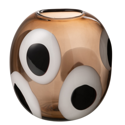 J-Line vaas Izzy - glas - wit/bruin - small - Ø 14 cm - vtwonen shop