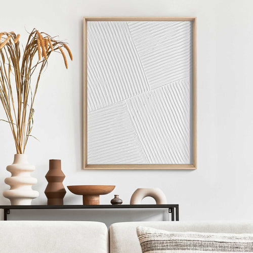 Reinders Diagonal White schilderij 3d art -  wit - woonkamer - 40x30cm