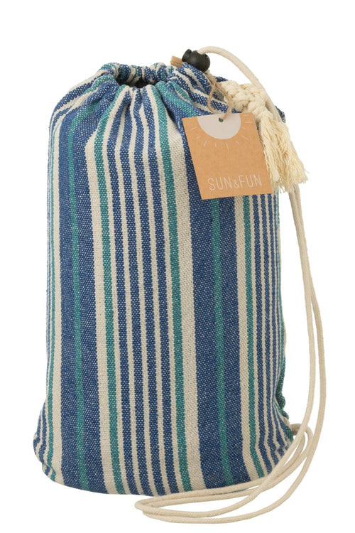 J-Line hangmat Strepen - katoen/polyester - blauw/wit