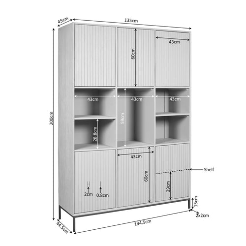 StarFurn Vakkenkast Madison XL - Bruin Hout - 135x45x200cm