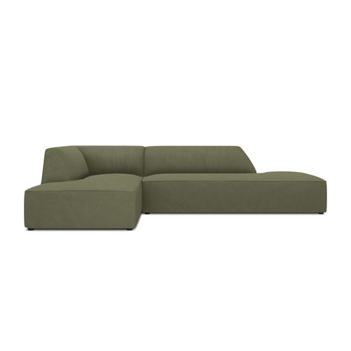 Cosmopolitan Design - Modulaire hoekbank links Siena 4-zits, ribfluwelen groente - 180x273x69cm