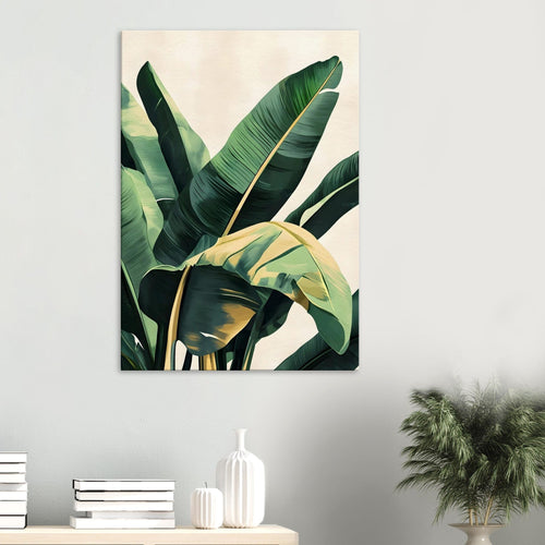 Artfulprints Canvas Tropical green leaves canvas - 50x70 cm - Groen