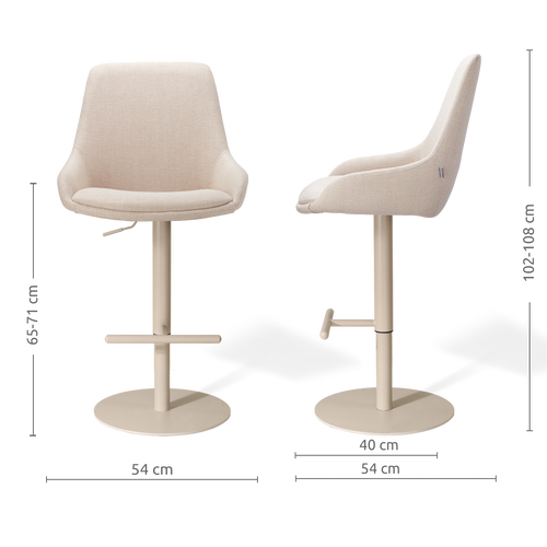 Nolon Niva-Isa tulp barkruk beige verstelbaar - beige poten