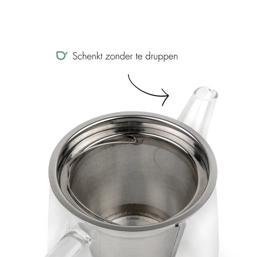 Bredemeijer - Glazen theepot Merano - 1,1 liter - Met RVS filter - vtwonen shop