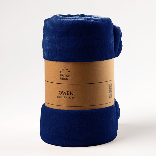 Dutch Decor - VOORDEELSET - 3-delig - Fluffy & Owen - 2 sierkussens 45x45 cm - 1 plaid 130x160 cm - blauw - vtwonen shop