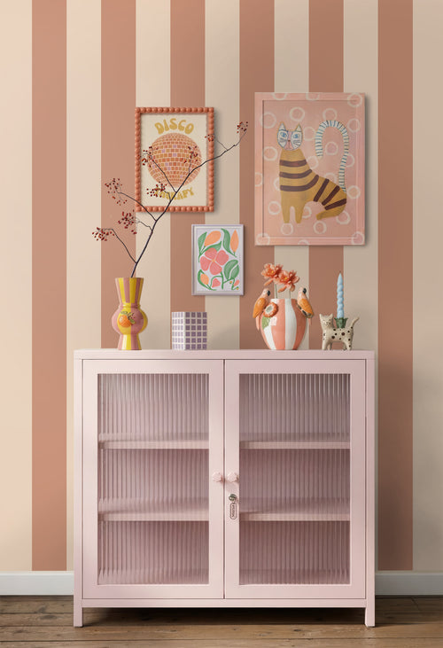 ESTAhome behang strepen beige en terracotta - 50 x 900 cm - 131968