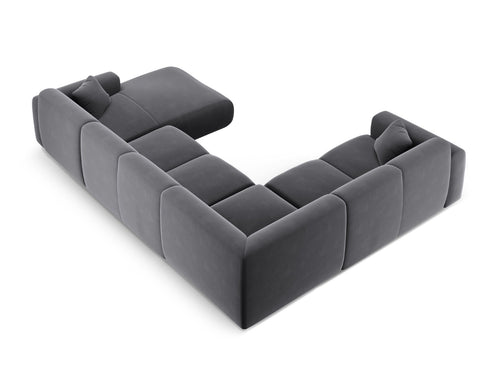 Cosmopolitan Design Panoramische hoekbank links Nolio 6-zits, flueel donkergrijs - 252x342x72cm