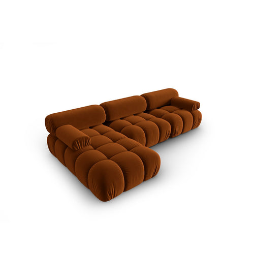 Cosmopolitan Design - Modulaire hoekbank links Cortina 4-zits, flueel terracotta - 155x282x70cm
