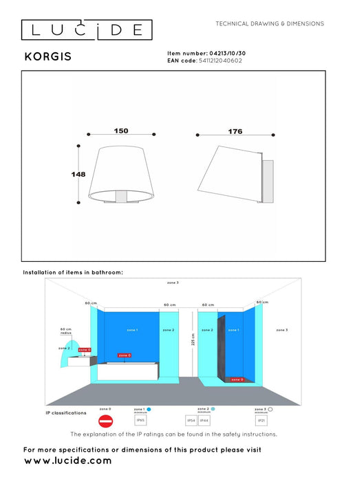 Lucide wandlamp badkamer KORGIS - 1xGeïntegreerde LED - Transparant - vtwonen shop