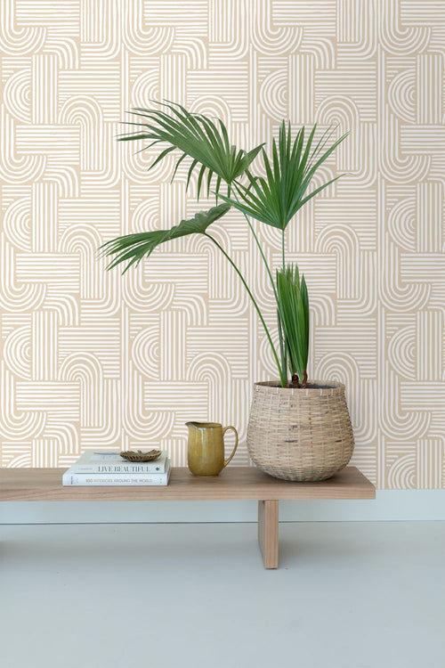 ESTAhome behang grafisch 3D motief zand beige - 53 cm x 10.05 m - 139935