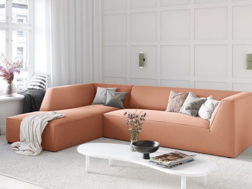Micadoni linker hoekbank Ruby 4-zits, flueel, roze - 180x273x69cm