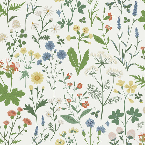 ESTAhome behang veldbloemen multicolor op wit - 53 cm x 10.05 m - 139390