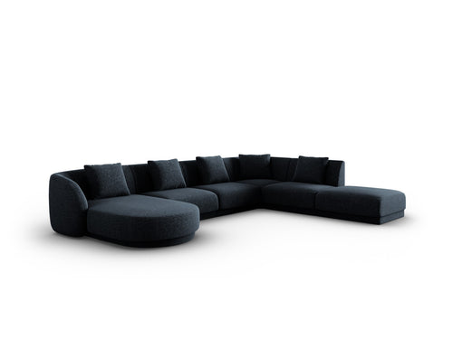 Cosmopolitan Design Panoramische hoekbank rechts Tulum 6-zits, chenille, koningsblauw - 255x330x70cm