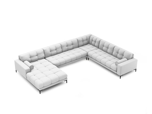 Cosmopolitan Design Panoramische hoekbank rechts Bali 7-zits, structurele stof, lichtgrijs - 256x327x75cm
