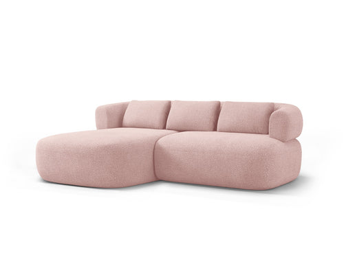 Micadoni linker hoekbank Jenny 5-zits, boucle poederroze - 145x200x73cm