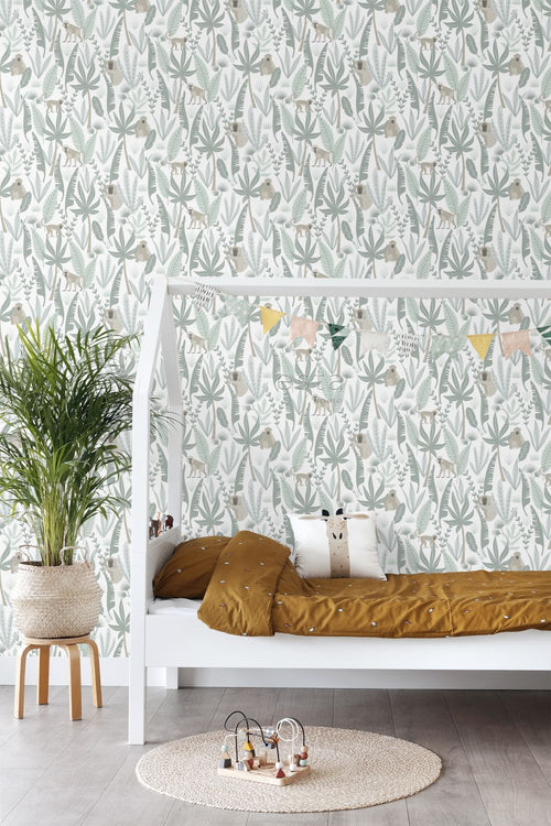 ESTAhome behang jungle apen mintgroen - 53 cm x 10.05 m - 139071