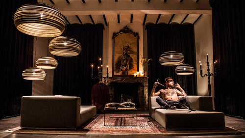 Think Paper hanglamp Dandy - 1 lichts - 64  x 200   cm - bruin - vtwonen shop