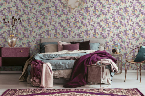 Livingwalls behang bloemmotief , oranje, groen, wit en goud - 53 cm x 10.05 m - AS-389082 - vtwonen shop