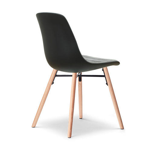 Nolon Nena-Liv eetkamerstoel zwart met zeegrijs zitkussen - houten onderstel - vtwonen shop