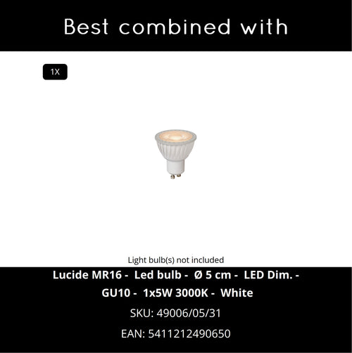 Lucide bedlamp CLUBS - 1xGU10 - Wit - vtwonen shop