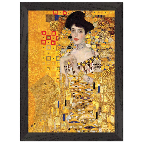 Artfulprints Poster met Lijst Gustav Klimt - Portrait of Adele Bloch-Bauer I   - A4 21x29.7 cm - Geel
