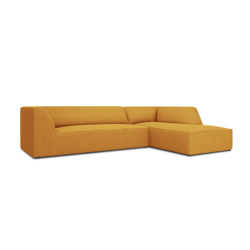 Cosmopolitan Design - Modulaire hoekbank rechts Siena 4-zits, structurele stof geel - 180x273x69cm