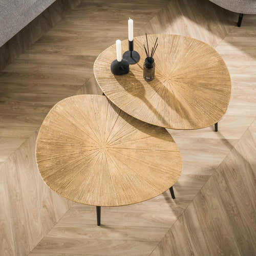 Giga Meubel Salontafel Ray Metal - Organisch - Brons Metaal - Set van 2