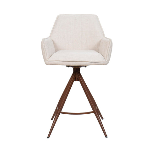 Giga Meubel Barstoel Noa Draaibaar - Beige/Walnoot - Set van 2 - vtwonen shop