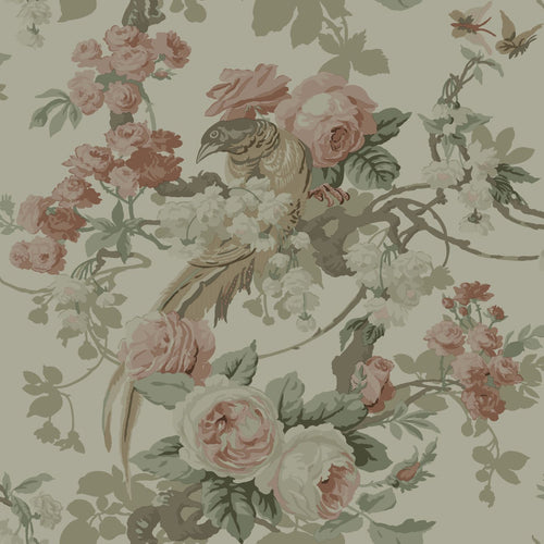 ESTAhome behang bloemen en vogels vergrijsd groen - 50 x 900 cm - 139810 - vtwonen shop