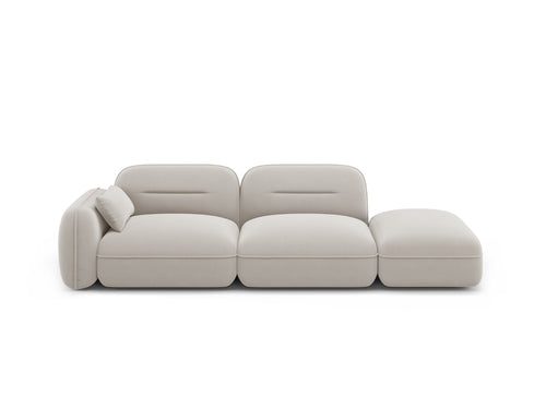 Cosmopolitan Design Rechte modulaire bank Sydney 3-zits, flueel, lichtbeige - 90x295x70cm