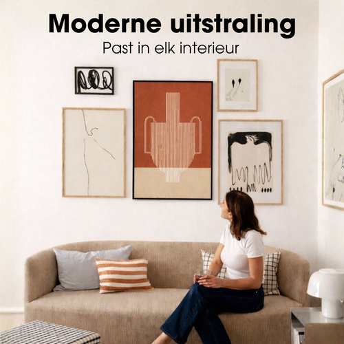 Mica Decorations Wanddecoratie - Wandpaneel Abstracte Kunst 90 x 60 x 3 cm - Woondecoratie voor Woonkamer of Slaapkamer - Donkerbruin