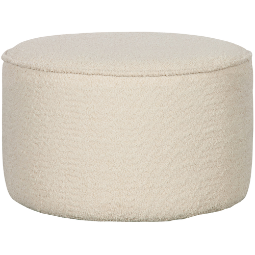 WOOOD poef laag Sara - Bouclé - Creme - 36xØ60cm - vtwonen shop