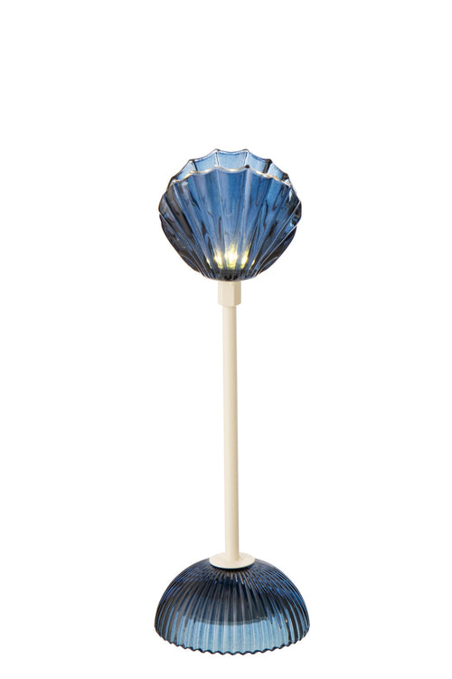 J-Line lamp Shell - ijzer - blauw/wit - small - LED lichtjes