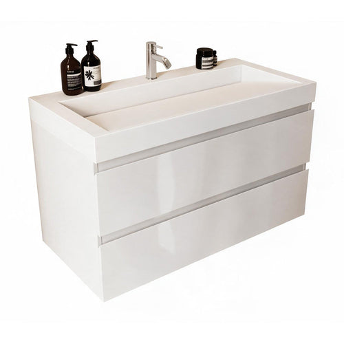 LOMAZOO badkamermeubel Zarivo - witte wastafel - glanzend wit - 100 cm
