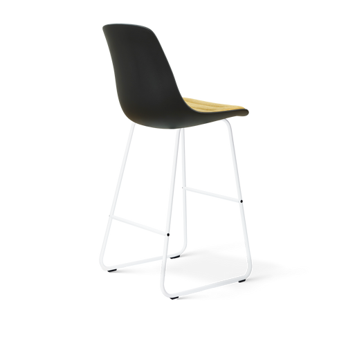 Nolon Nino-Liv barkruk zwart met warm oker zitkussen - wit onderstel - 75 cm - vtwonen shop