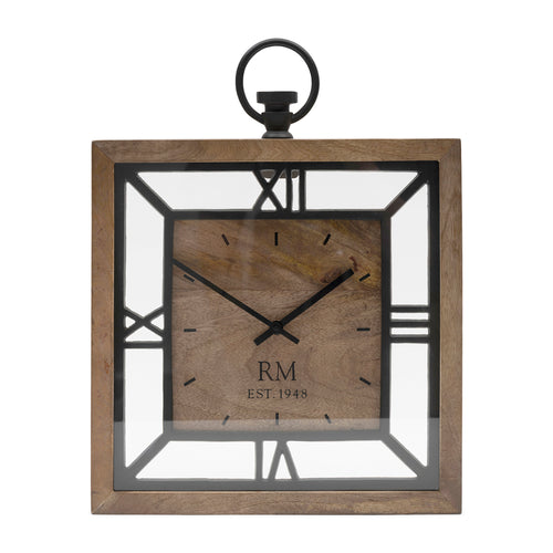 Rivièra Maison Queens Square Wall Clock - Glas, MDF - Naturel - vtwonen shop