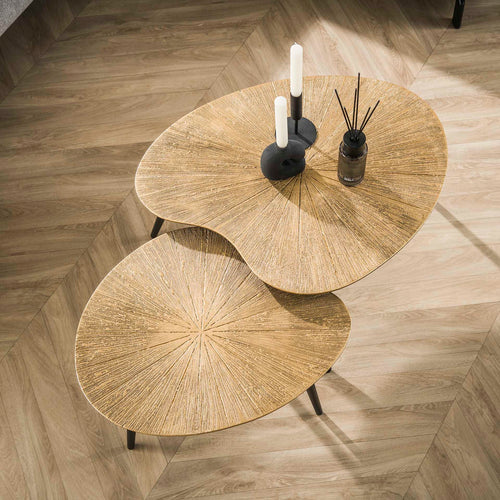 Giga Meubel Salontafel Ray Metal - Niervormig - Brons Metaal - Set van 2