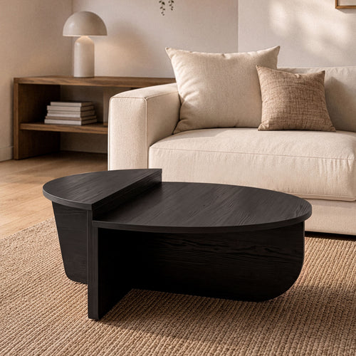 Calicosy - ORION Set van 2 salontafels - Licht hout - 90x90x35 cm