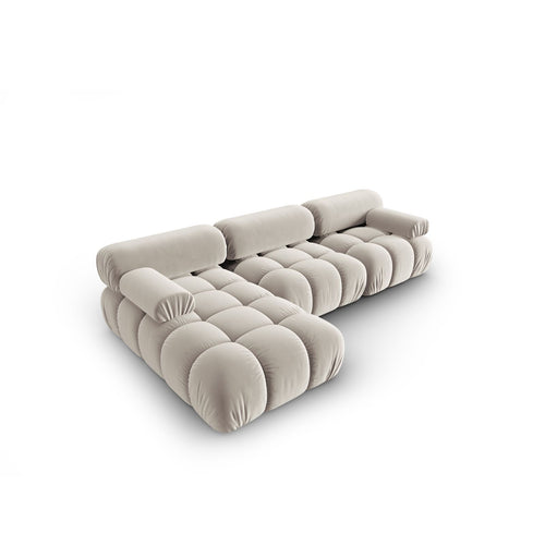Cosmopolitan Design - Modulaire hoekbank links Cortina 4-zits, flueel donkerbeige - 155x282x70cm