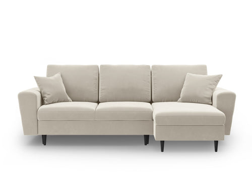 Cosmopolitan Design Omkeerbare converteerbare hoekbank met opbergdoos Kyoto 4-zits, flueel lichtbeige - 145x241x88cm