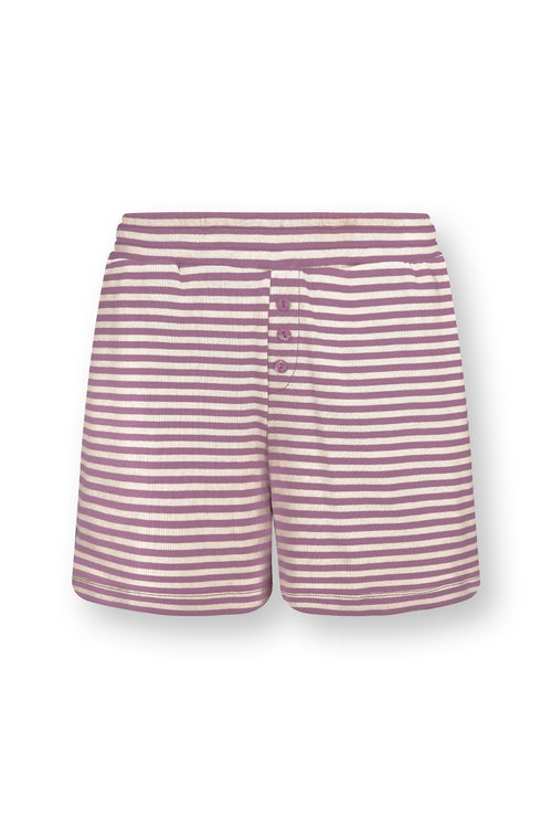 Pip Studio - Bobi Korte pyjamabroek - Dames - Little Sumo Stripe - Lila - M