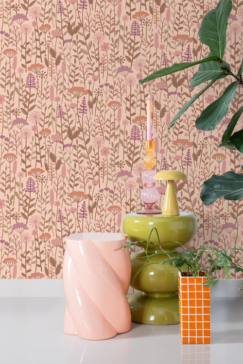 ESTAhome behang veldbloemen oudroze - 50 x 900 cm - 131547 - vtwonen shop