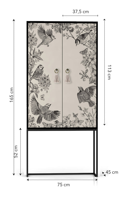 Kast dressoir met 2 deuren van MDF met grijsachtig wit en zwart patroon - vtwonen shop