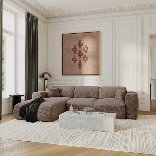 Sia Home - Hoekbanken YUMA - Fluweel met reliëf - Mol - 283cm