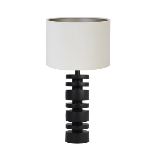 Tafellamp Desley/Velours - Zwart/Wit - Ø25x58cm - vtwonen shop