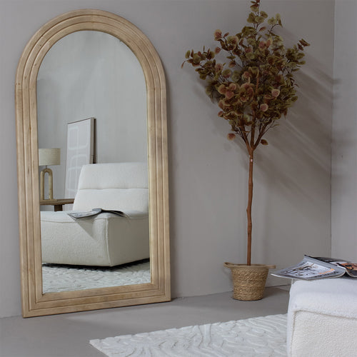 Giga Meubel Spiegel Esther - Naturel Mangohout - 94x4x178cm - vtwonen shop