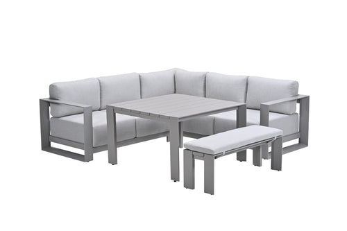 Lounge hoekbank Levanto - 7-persoons - taupe - hoge tafel - 3 delen - vtwonen shop
