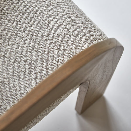 Tikamoon Stoel in massief mindihout en ecru stof - Beige