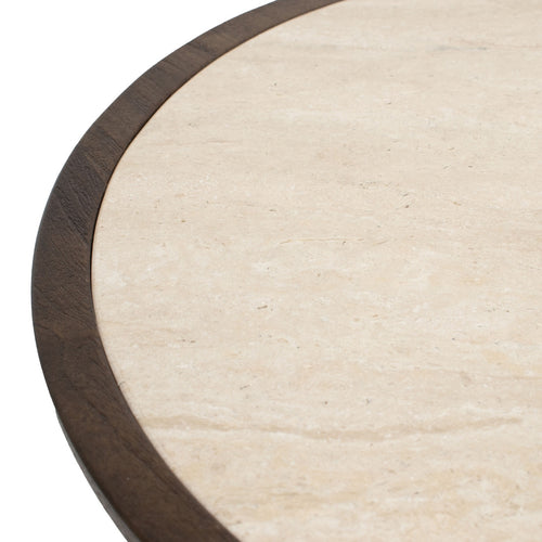 Giga Meubel Bijzettafel Aletta - Bruin/Beige - Mangohout/Travertin - 40x40cm - vtwonen shop